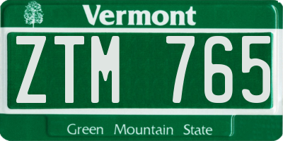 VT license plate ZTM765