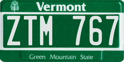 VT license plate ZTM767