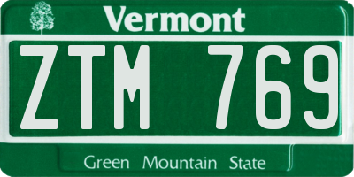 VT license plate ZTM769