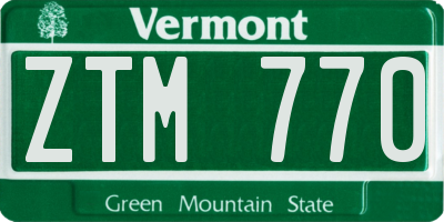 VT license plate ZTM770