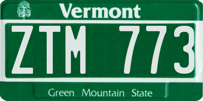 VT license plate ZTM773