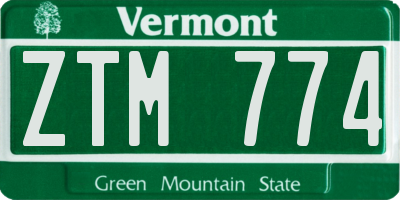 VT license plate ZTM774