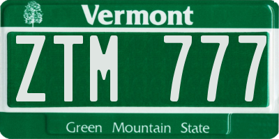 VT license plate ZTM777