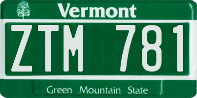 VT license plate ZTM781
