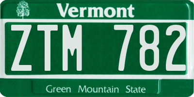 VT license plate ZTM782