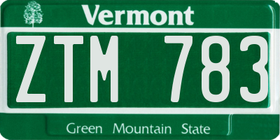 VT license plate ZTM783