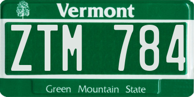 VT license plate ZTM784
