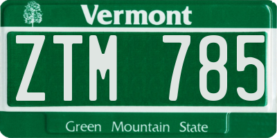 VT license plate ZTM785