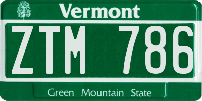 VT license plate ZTM786