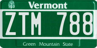 VT license plate ZTM788