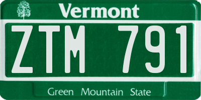 VT license plate ZTM791