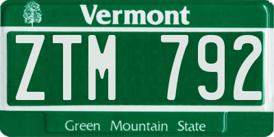 VT license plate ZTM792