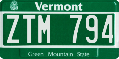 VT license plate ZTM794