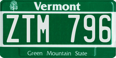 VT license plate ZTM796