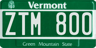VT license plate ZTM800