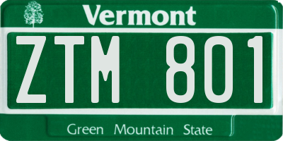 VT license plate ZTM801