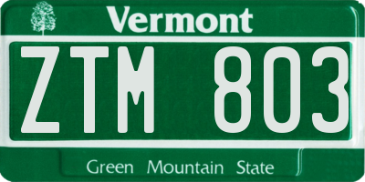 VT license plate ZTM803