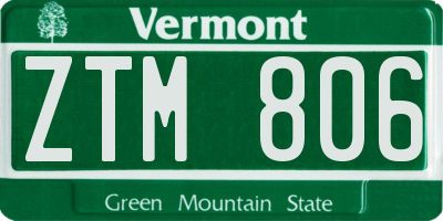 VT license plate ZTM806