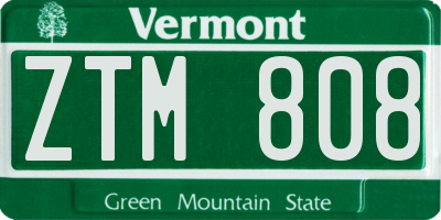 VT license plate ZTM808
