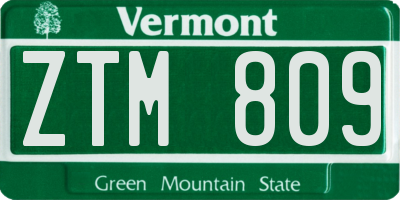 VT license plate ZTM809