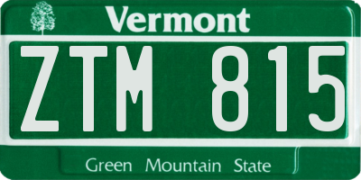 VT license plate ZTM815