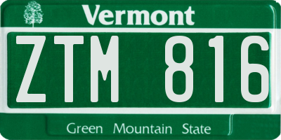 VT license plate ZTM816