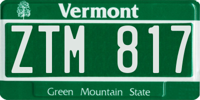 VT license plate ZTM817