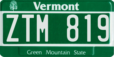 VT license plate ZTM819