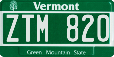 VT license plate ZTM820