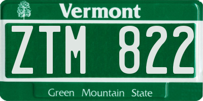 VT license plate ZTM822