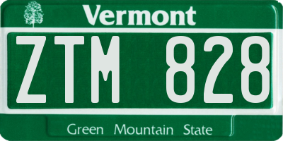 VT license plate ZTM828