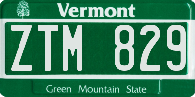 VT license plate ZTM829