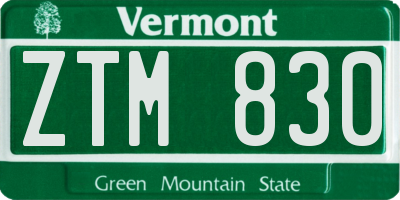 VT license plate ZTM830