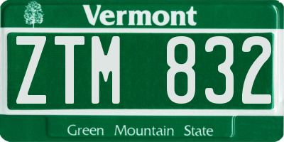 VT license plate ZTM832