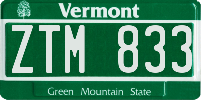 VT license plate ZTM833