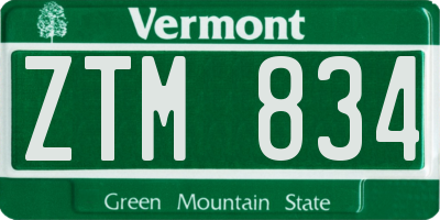 VT license plate ZTM834