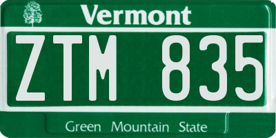 VT license plate ZTM835