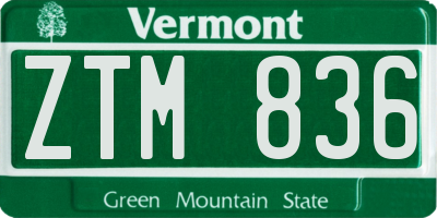 VT license plate ZTM836