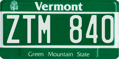 VT license plate ZTM840