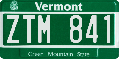 VT license plate ZTM841