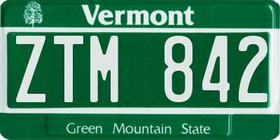 VT license plate ZTM842