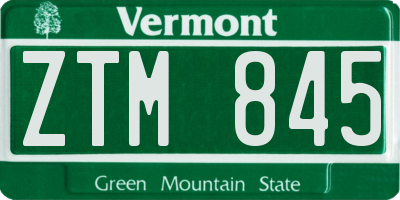 VT license plate ZTM845