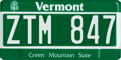 VT license plate ZTM847