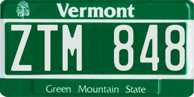 VT license plate ZTM848