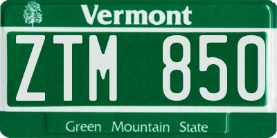 VT license plate ZTM850