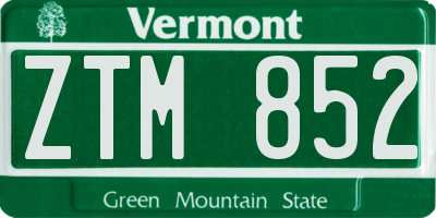 VT license plate ZTM852