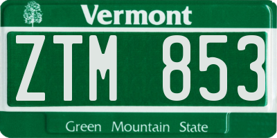 VT license plate ZTM853
