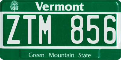 VT license plate ZTM856