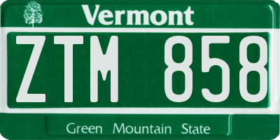 VT license plate ZTM858