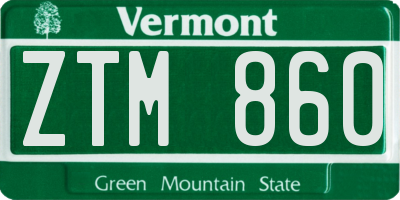 VT license plate ZTM860